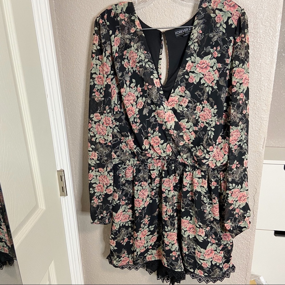Forever 21 Floral Long Sleeve Romper.